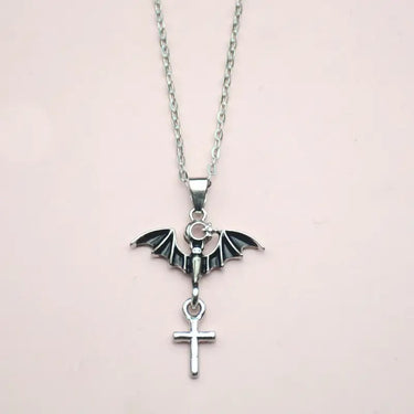 Cross Bat Pendant Necklace